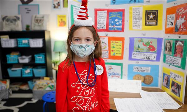 Student dressed as Dr. Seuss